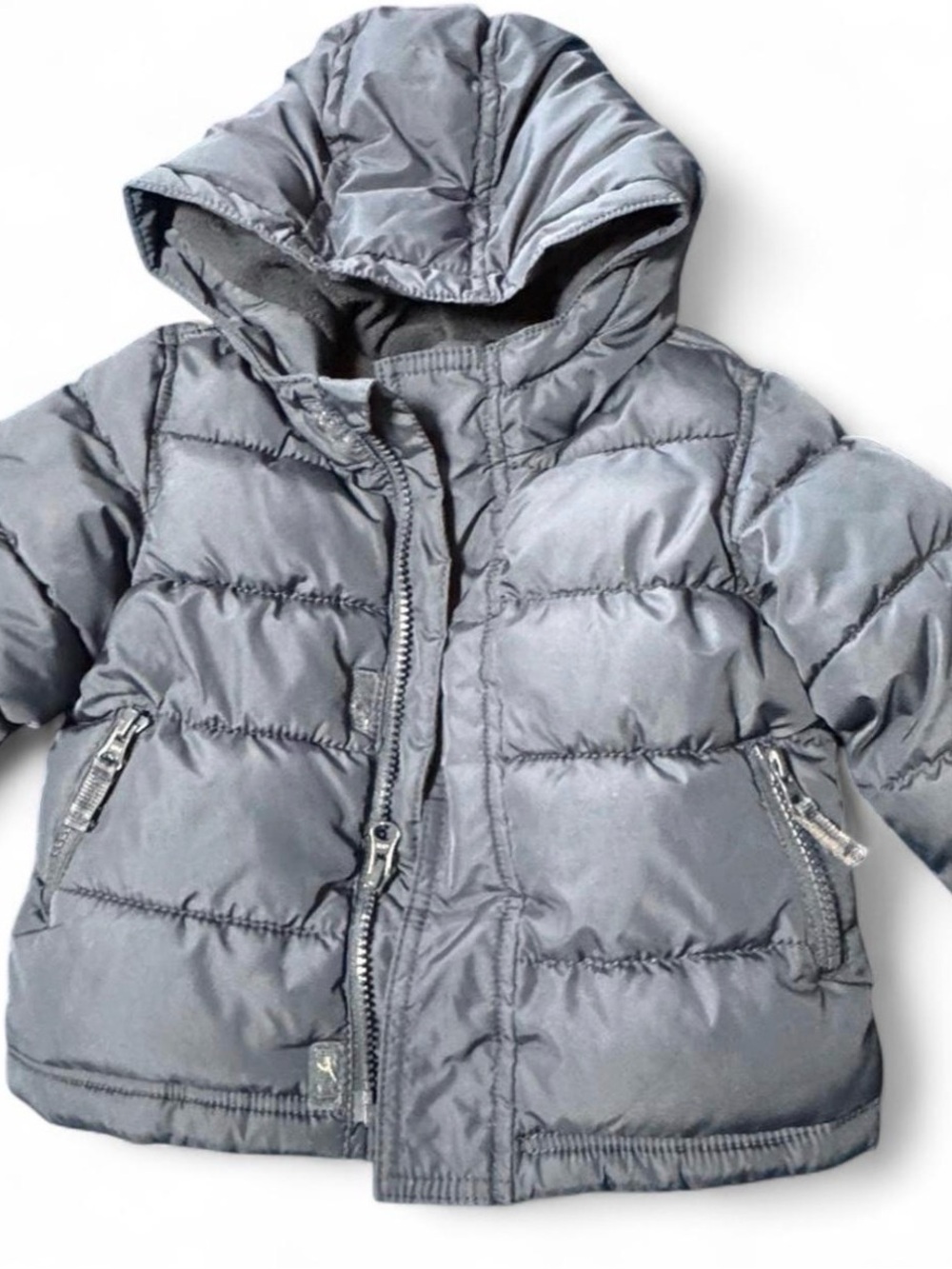 Old Navy Gray Hooded Puffer Jacket